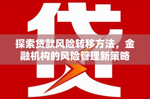 巴里坤探索贷款风险转移方法，金融机构的风险管理新策略