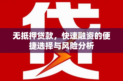 巴里坤无抵押贷款，快速融资的便捷选择与风险分析