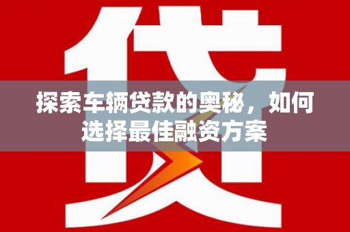 巴里坤探索车辆贷款的奥秘，如何选择最佳融资方案